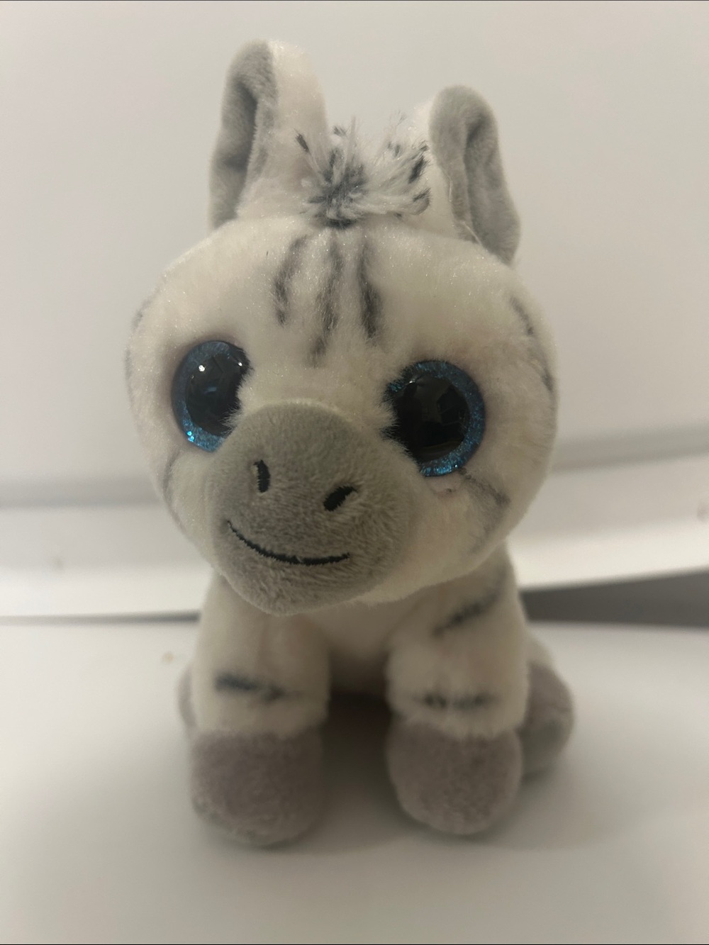 Ty Stripes Blue-Eyed Zebra Plush - Cream & Gray